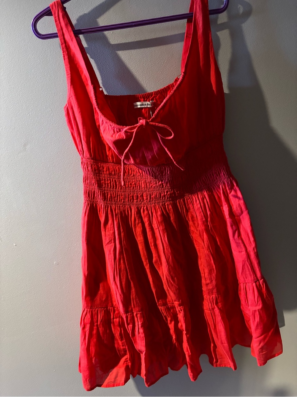 Abercrombie & Fitch Red Smocked Waist Summer Dress